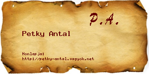Petky Antal névjegykártya